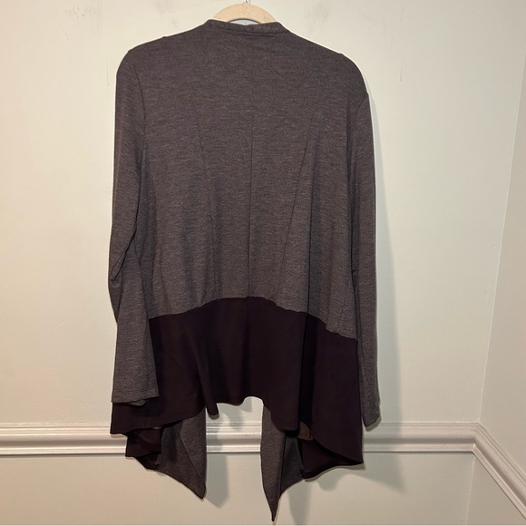 LOGO Lounge Purple Plum Asymmetrical Draped Open Front Cardigan Size XL - Picture 6 of 10